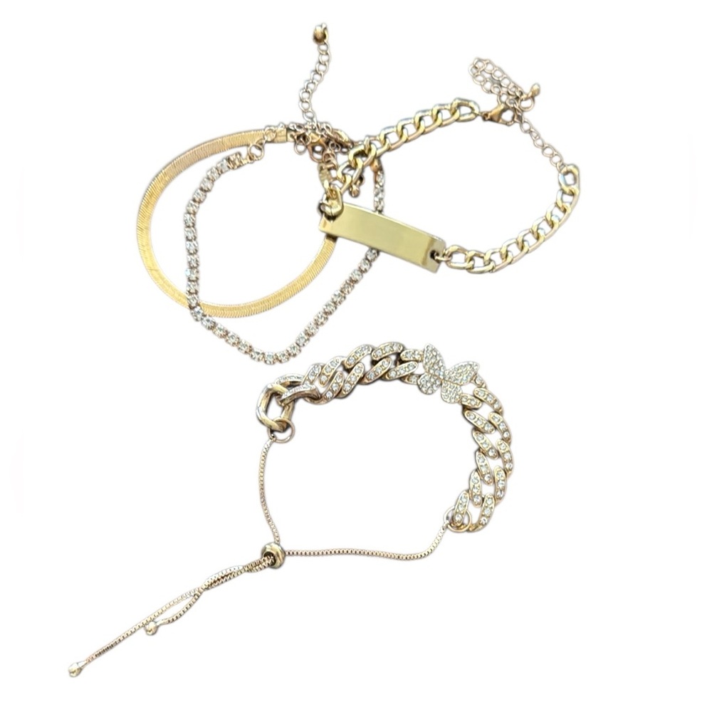 Bundle of 4 NEW Gold tone Bracelets some with rhinestones